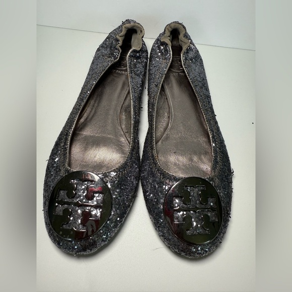 Tory Burch Reva sequin ballet flats Size 7.5  Logo Medallion - Picture 1 of 16